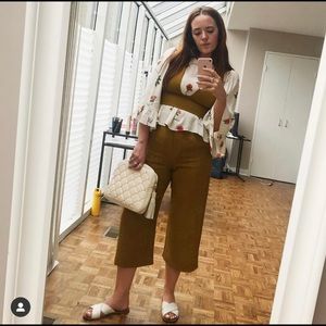 Wilfred Aritzia yellow deep-v crop top